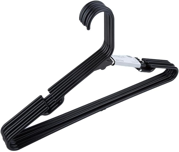 Daiso Simple Hanger Black (6 Pcs) | Durable Clothes Hangers | Space-Saving Wardrobe Organizer - Image 2